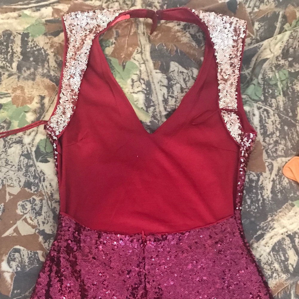 Burgundy and Silver sequins mini dress